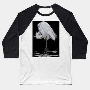 Snowy Egret Preening Baseball T-Shirt